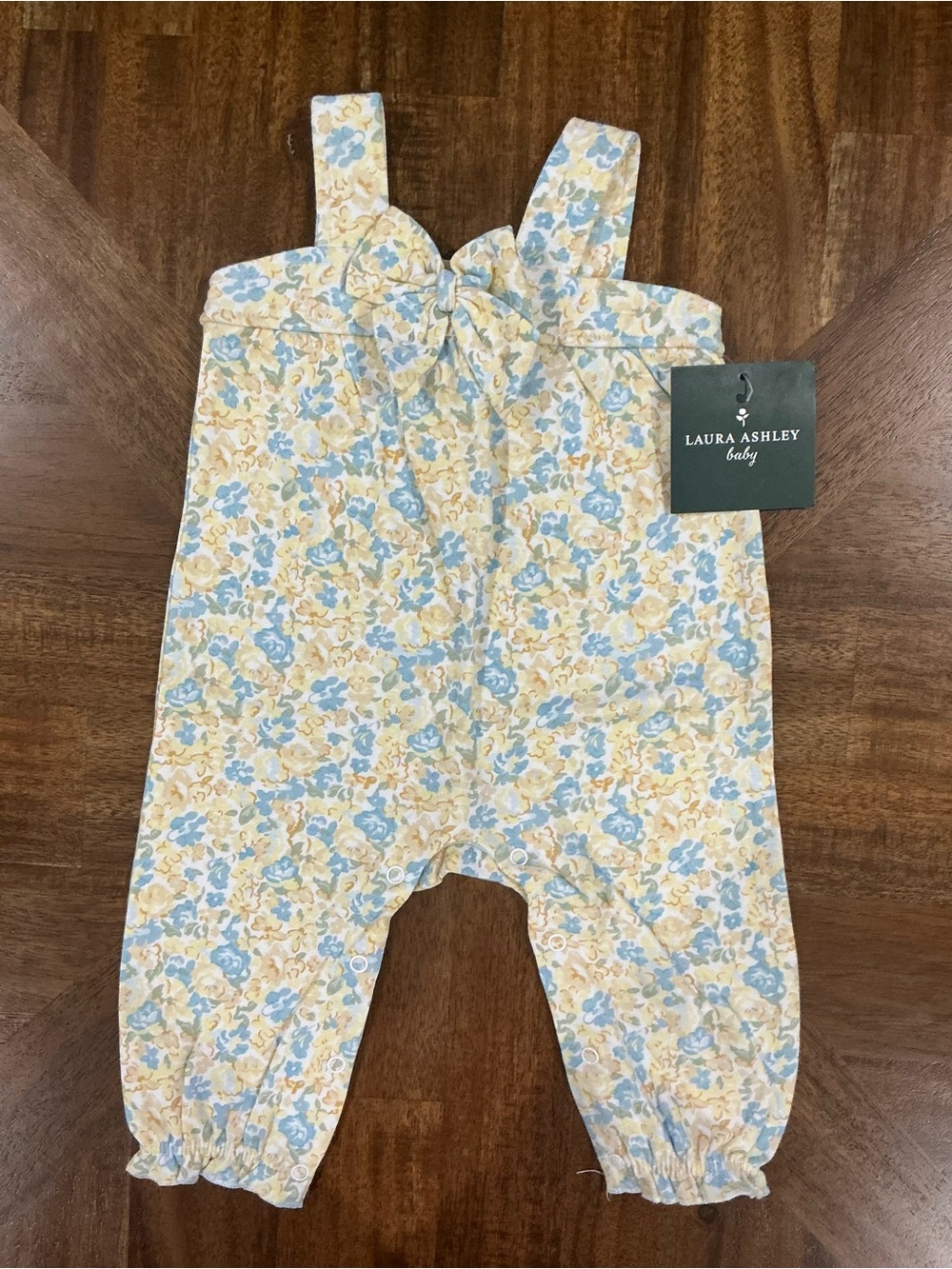 Laura Ashley Baby 3-6 Months Blue and Cream Floral Romper